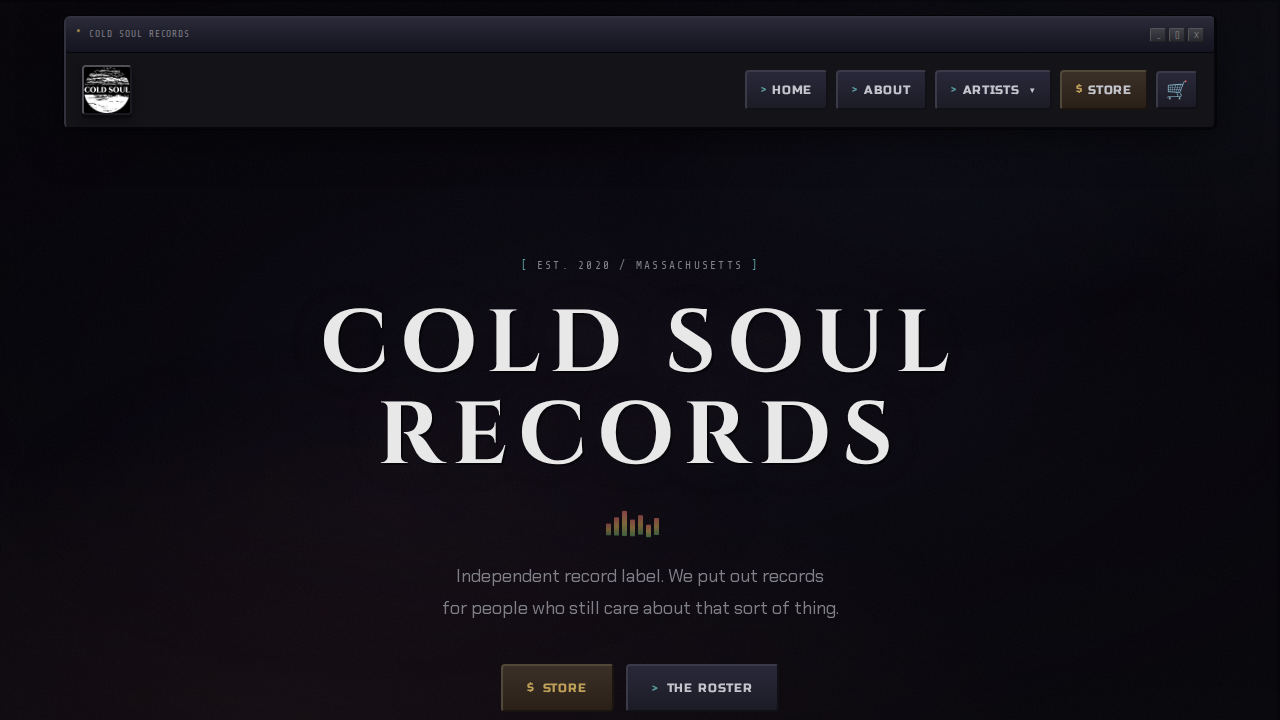 Cold Soul Records — independent record label website with storefront